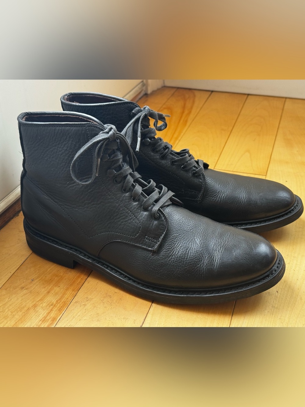 Allen Edmonds Higgins Mill Black Leather Lace-Up Work Boots - Picture 13 of 13